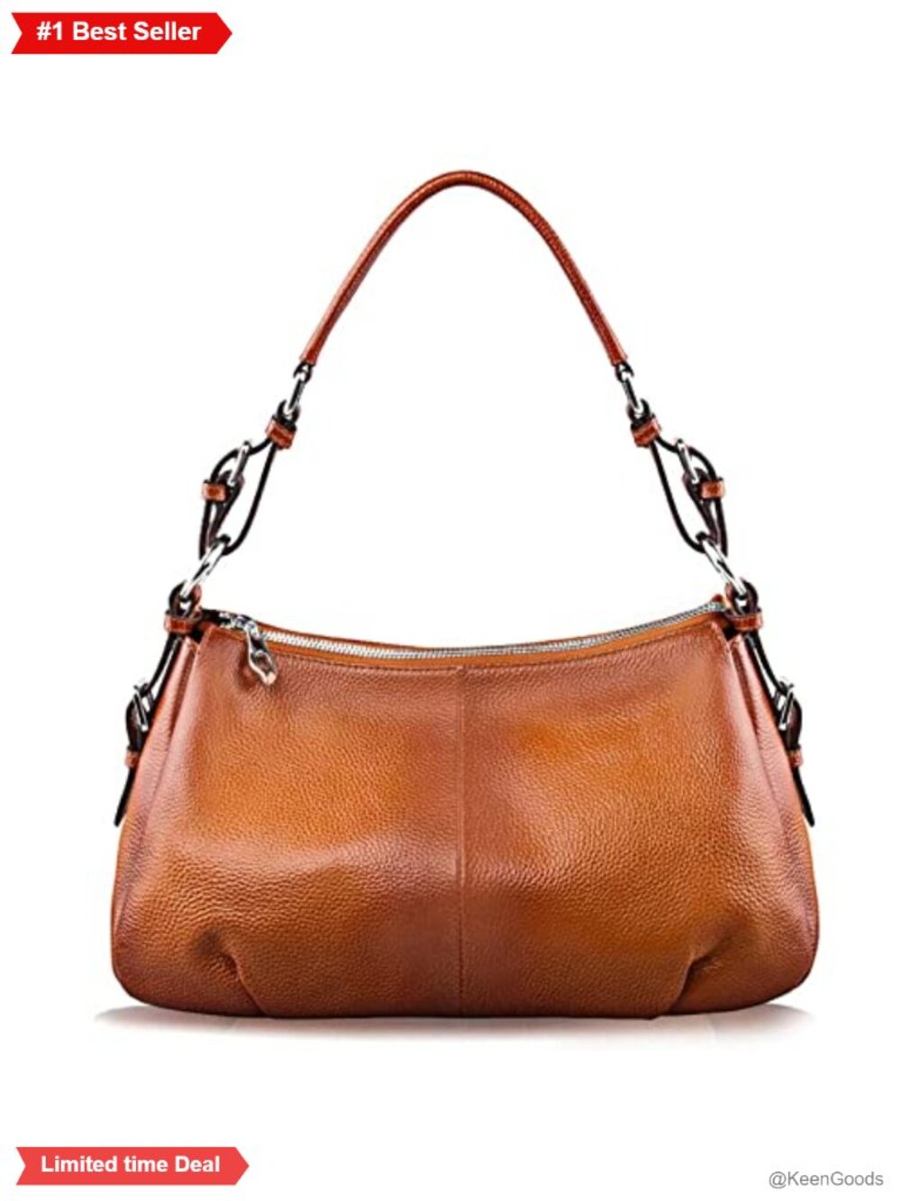 Genuine Leather Hobo Shoulder Bag Medium Top-Handle Handbag